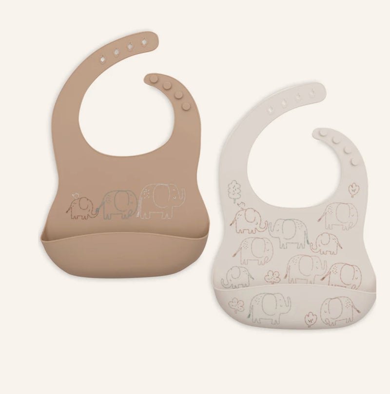 Jollein Bib Silicon Elephant Tales 2-pack - Image 1